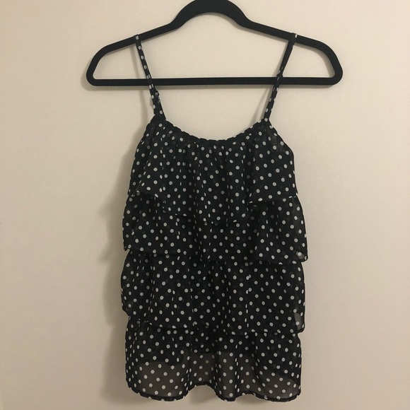 Black and White Polka Dot Sheer Blouse - Picture 1 of 3
